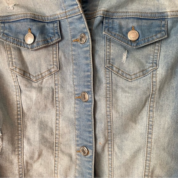 U2B light wash distressed stretch crop denim jean jacket - Small - Picture 4 of 16